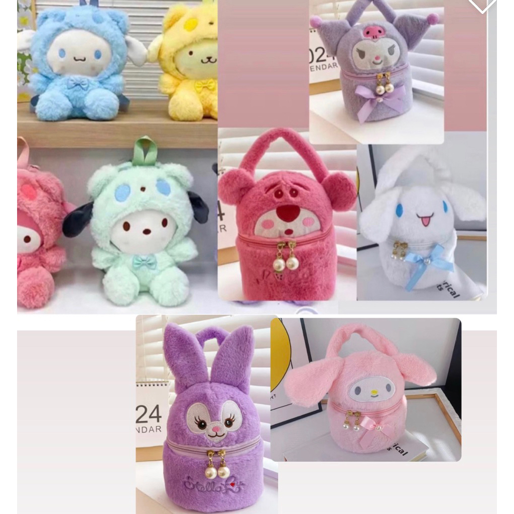 tas bulu sanrio -tas tangan sanrio /tas mini sanrio/tas boneka/tas boneka mini sanrio