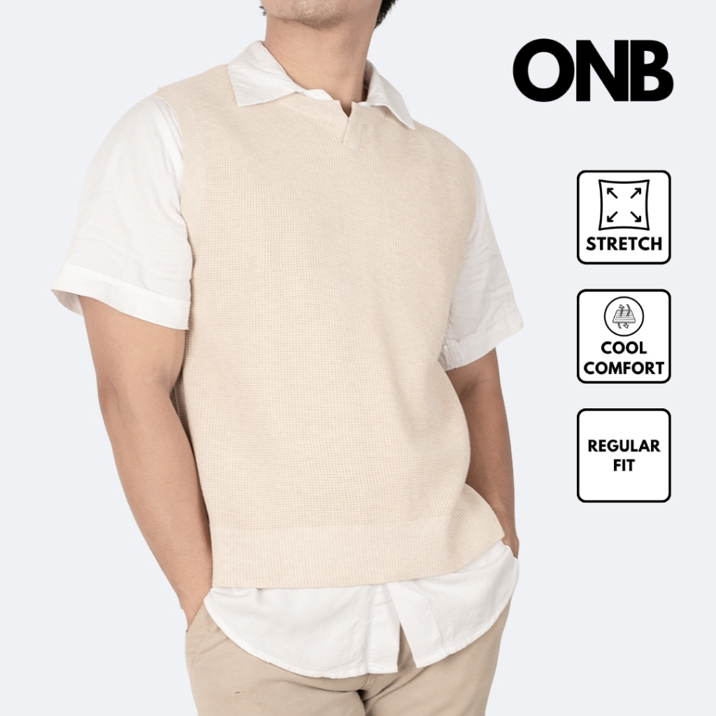 Vest rajut pria rompi rajut pria rompi korea project M cream