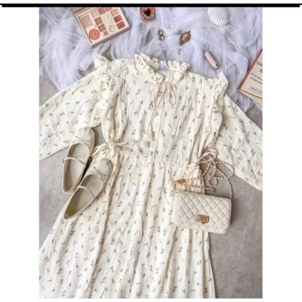 Preloved Aurora Dress by Kimka Hijab | Dress Lebaran Cantik Wanita | Gaun Vintage Casual Korean Styl