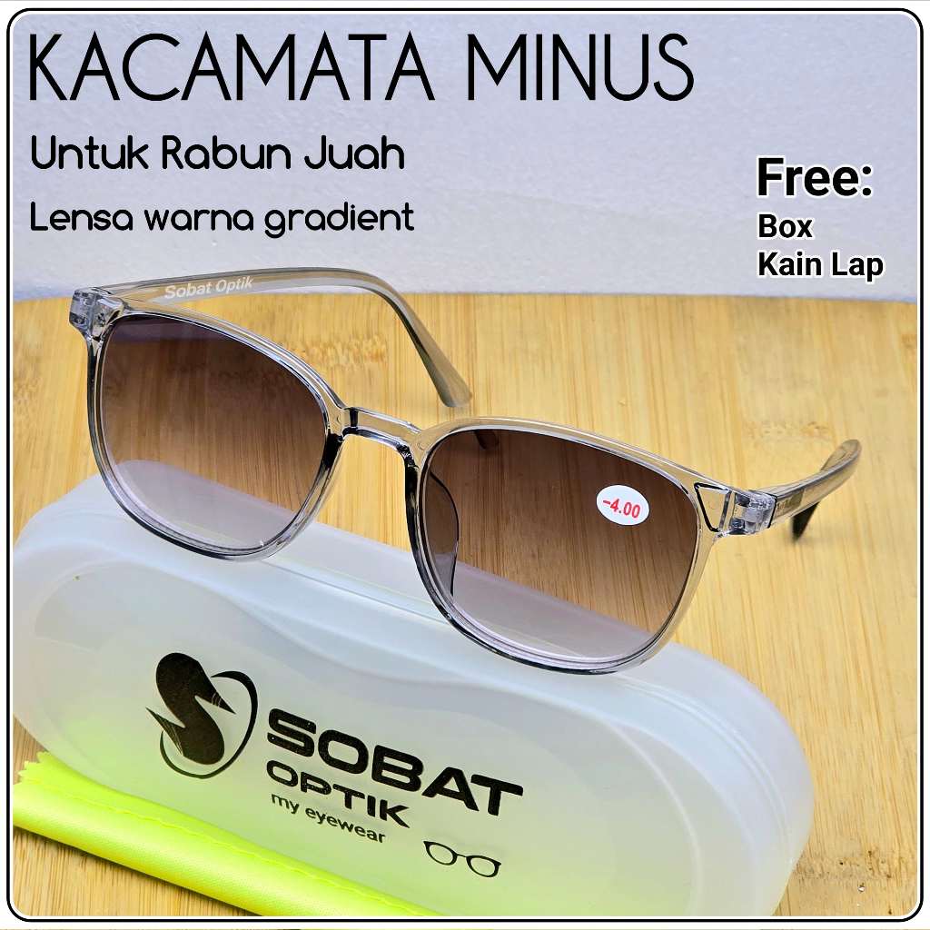 Kacamata Minus Rabun Jauh Lensa Warna Gradien Bisa Pria Atau Wanita Ukuran -0.50 Sampai -4.00