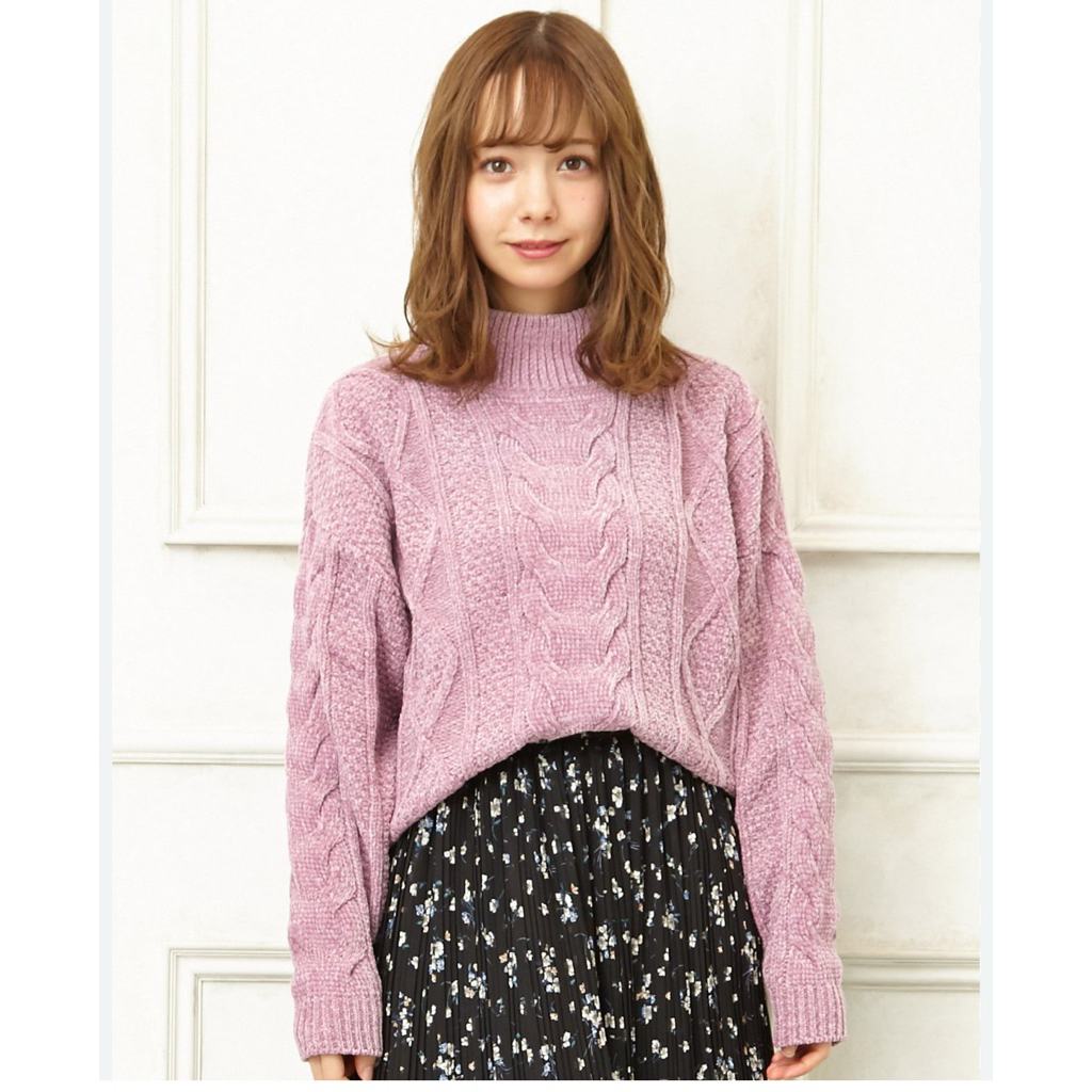 INGNI velvet knit sweater - cable knit - sweater rajut kepang turtleneck - turtleneck cable knit swe