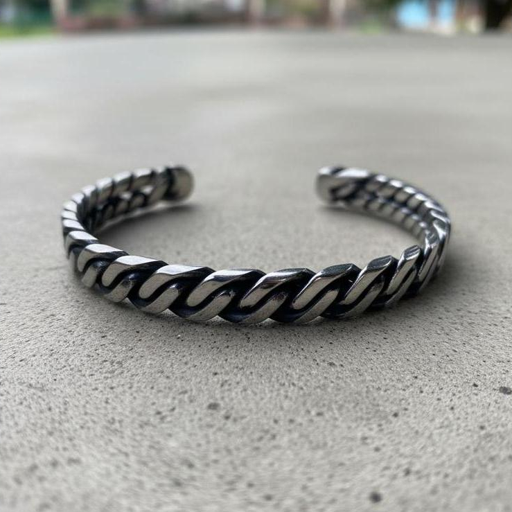 Gelang Pria Rajut Monel Motif Anyaman Papua – Titanium Anti Karat Tahan Lama