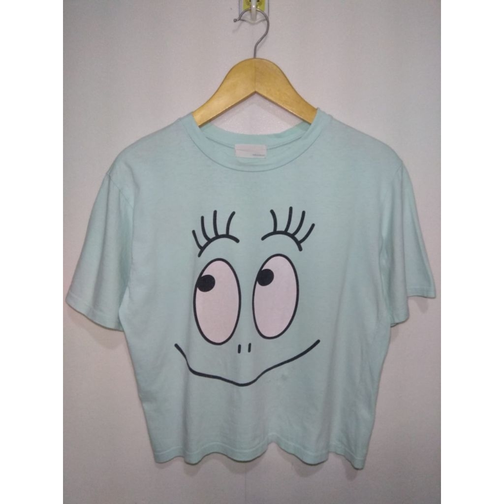 kaos cewe crop biru muda