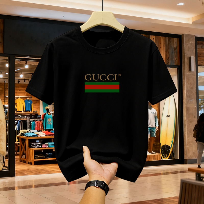 Kaos Gucci Pria Original Oversize Unisex Bahan Katun Premium Adem Nyaman Cocok Untuk Gaya Kasual dan