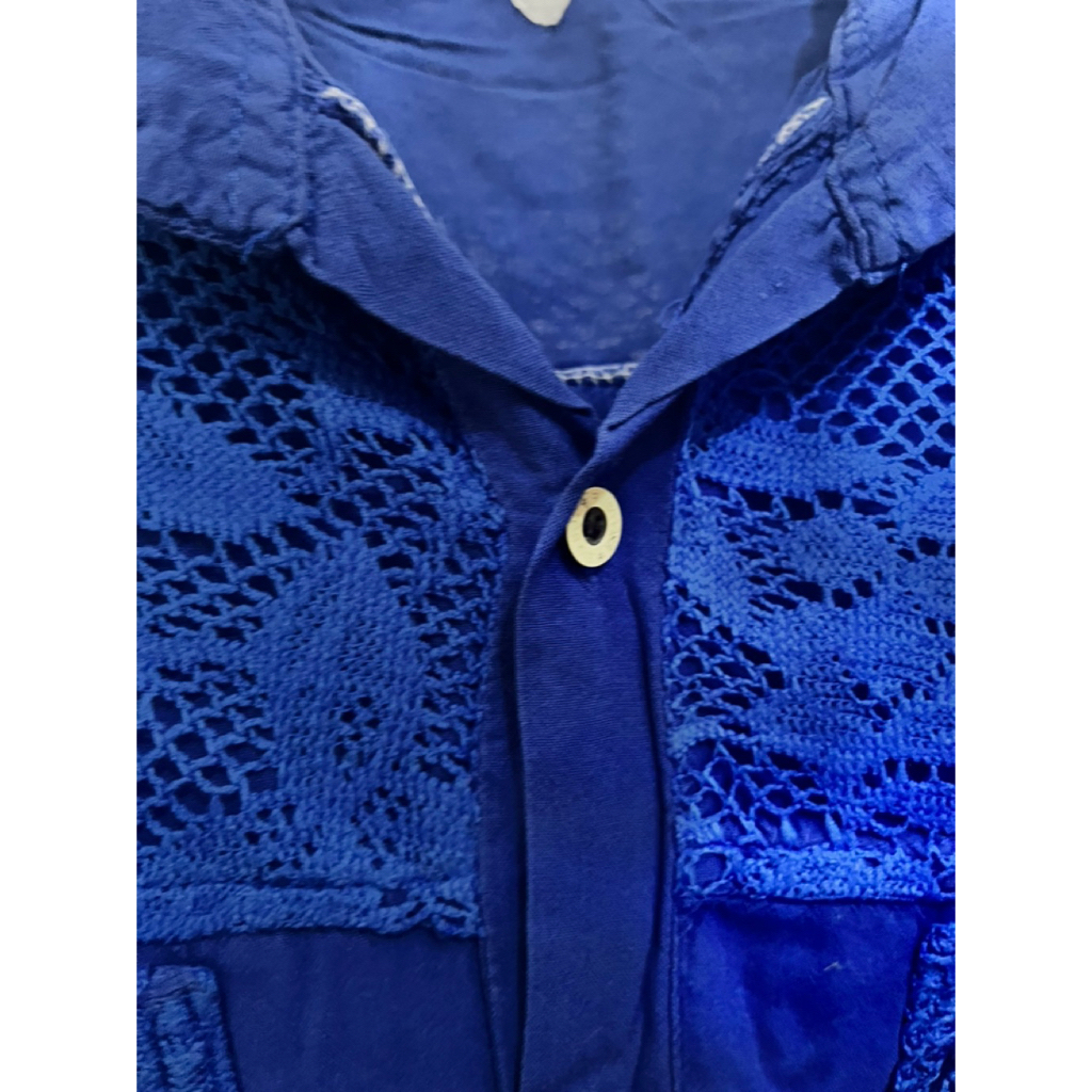 baju kemeja wanita biru elektrik birel