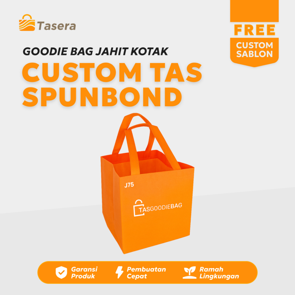 Tas Spunbond Jahit Kotak Custom - Goodie Bag Kotak/Tas Belanja Tas Souvenir Promosi Ultah Tas Kain P