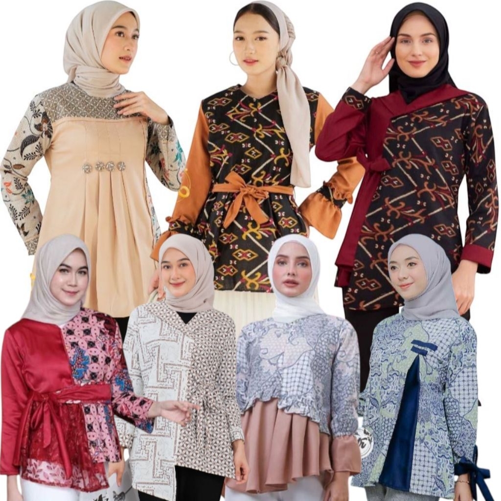Atasan Batik Blus Sharmila Atasan wanita modern Blus Kombinasi Atasan Brukat Blus Brukat Blus Modern