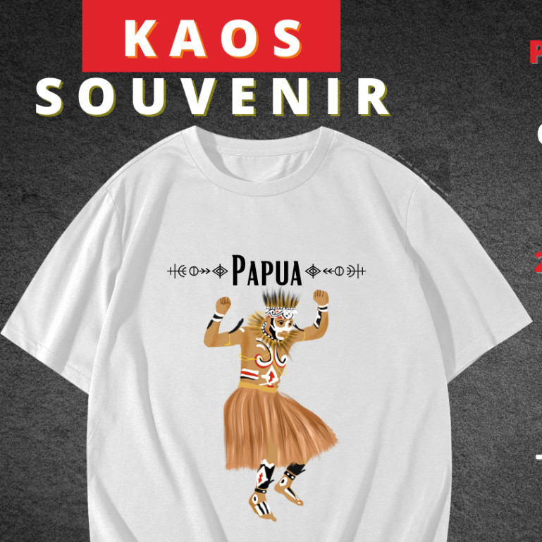 KAOS OLEH-OLEH PAPUA - BAJU OLEH-OLEH PAPUA - KAOS SOUVENIR PAPUA ( 5 MODEL )