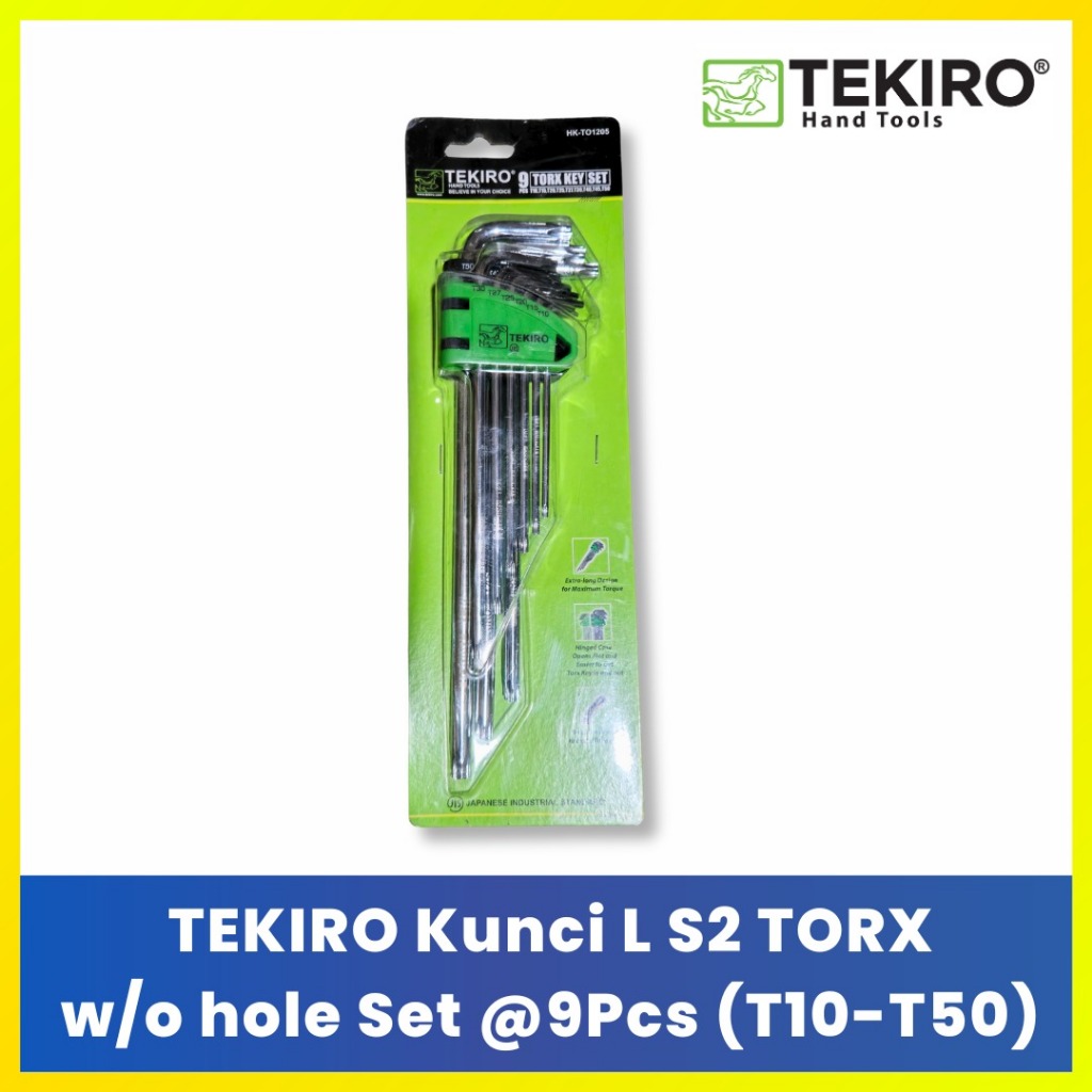 TEKIRO SET KUNCI L TORX TANPA LUBANG 9 PCS /KUNCI BINTANG TEKIRO 1 SET