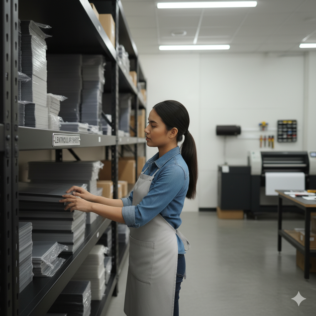 Lenticular Sheet Ukuran 16 x 16 cm (50 lpi atau 75 lpi) sudah denga lem