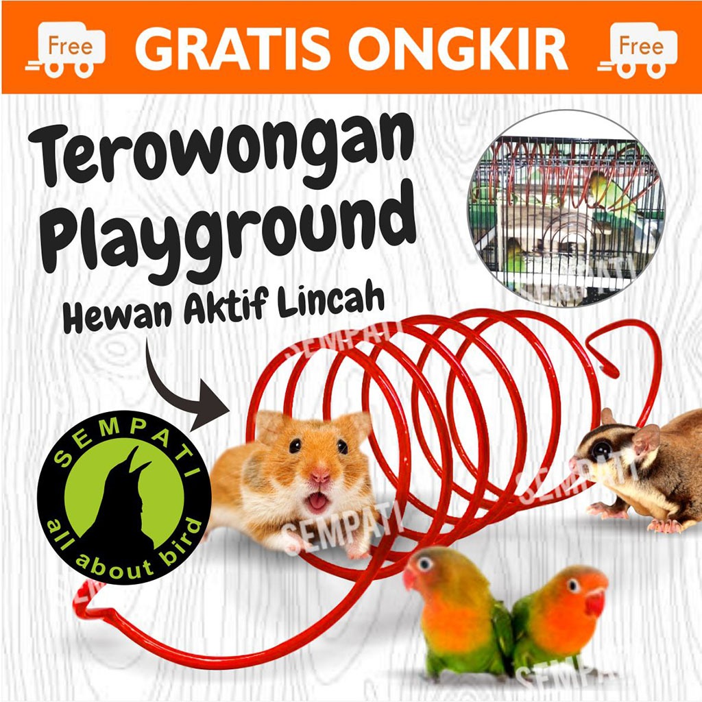 SEMPATI PERCH TUNEL SPIRAL MAINAN SANGKAR KANDANG BURUNG LOVEBIRD PARKIT TEROWONGAN SUGAR GLIDER HAM