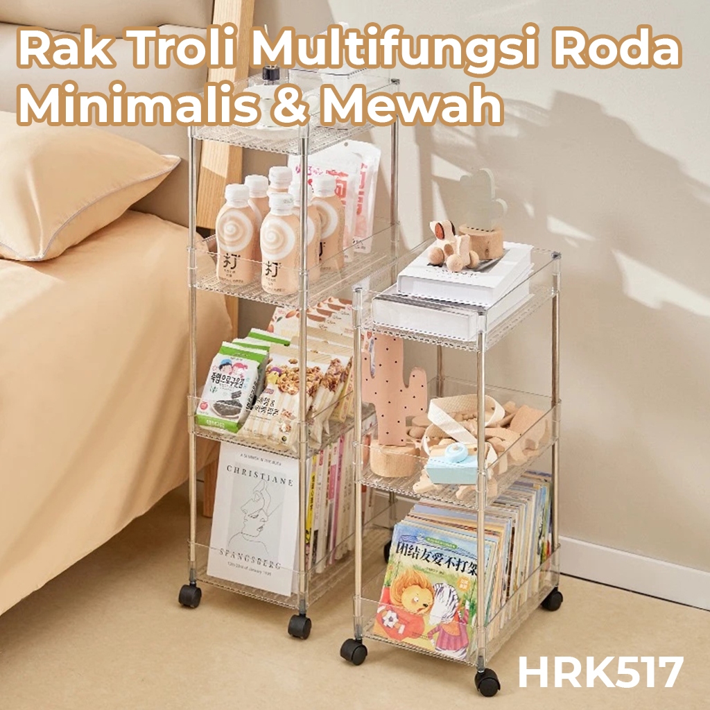 Rak Troly Multifungsi Rak Buku Rak Snack Rak Skincare Rak Dengan Roda Minimalis Mewah & Aesthetic