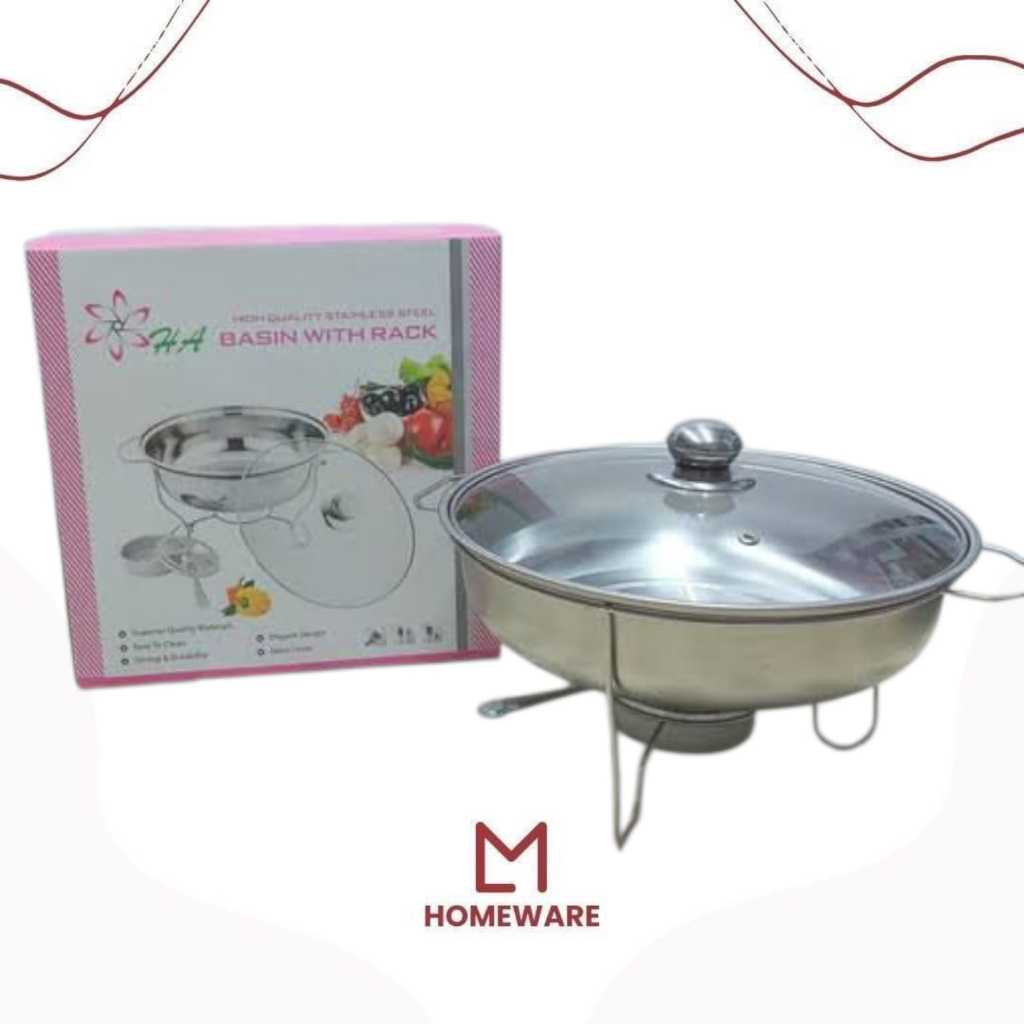 Panci Prasmanan Bulat HA-1396 Tempat Sayur Soup Stainless Steel Warmer Stove 28 cm