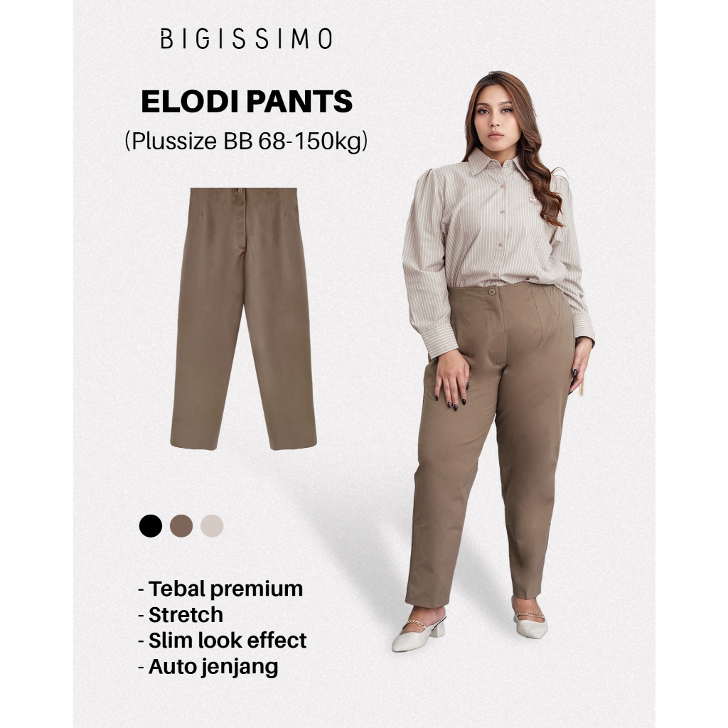 Pants Theory In Cotton - Elodi Pants | Celana Wanita Polos High Waist Big Size Jumbo