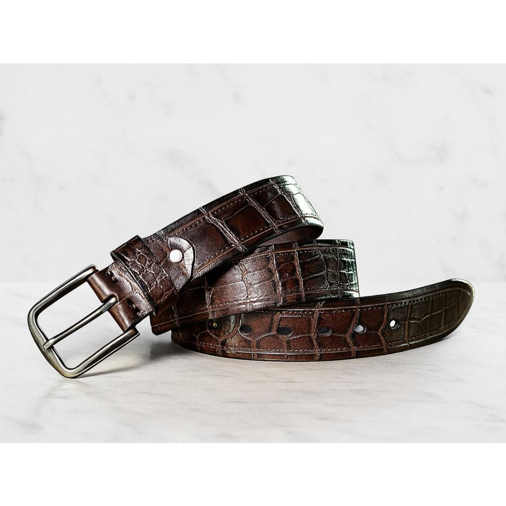 Ikat Pinggang Pria Kulit SAPI asli Bermotif Buaya