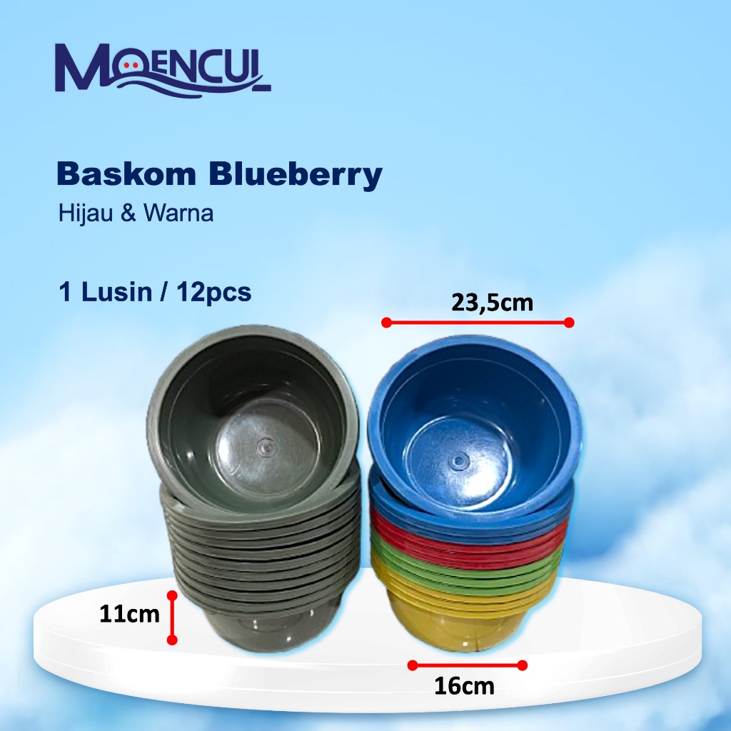 1 Lusin / 12Pcs Baskom Plastik Blueberry Hijau & Warna / Baskom Serbaguna / Baskom Grosir / Moencul
