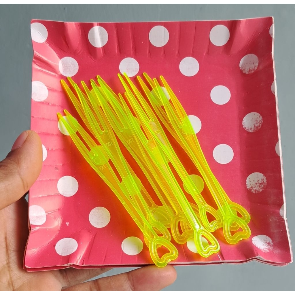 PAKET PIRING KERTAS + GARPU  KUE ULTAH 10PASANG polkadot silver gold