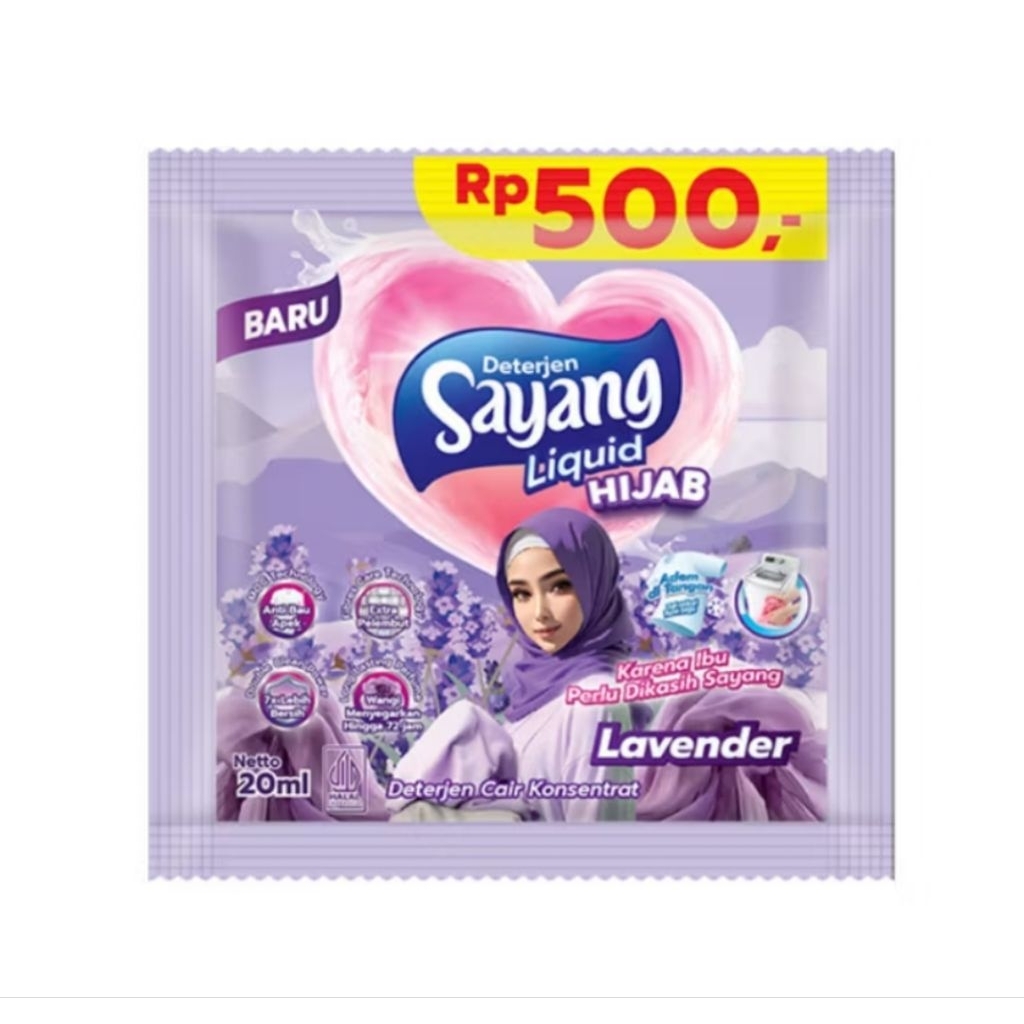 Sayang Detergent Liquid Lavender 24 Sachet X 20 Ml