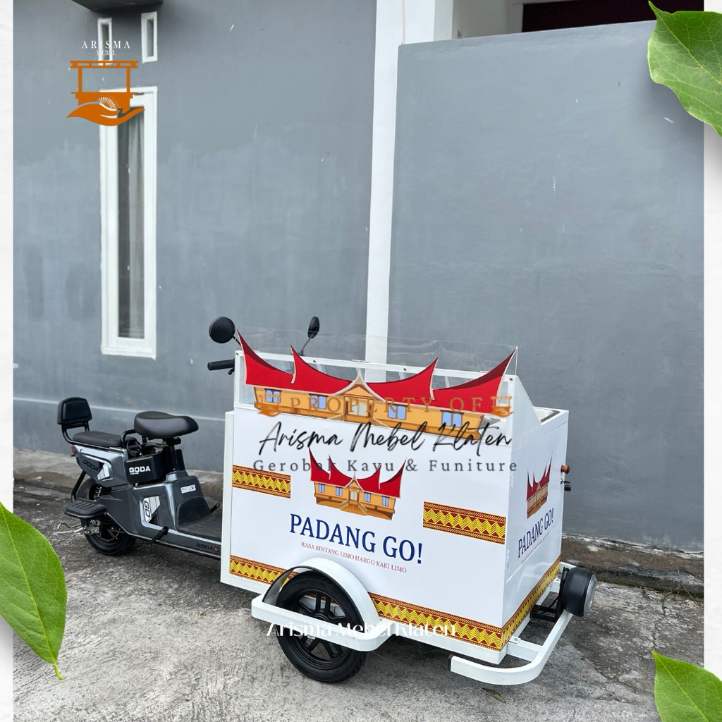 Gerobak Nasi Padang Keliling, Gerobak Nasi Kapau Keliling, Gerobak Sepeda Listik Jualan Makanan, Ger
