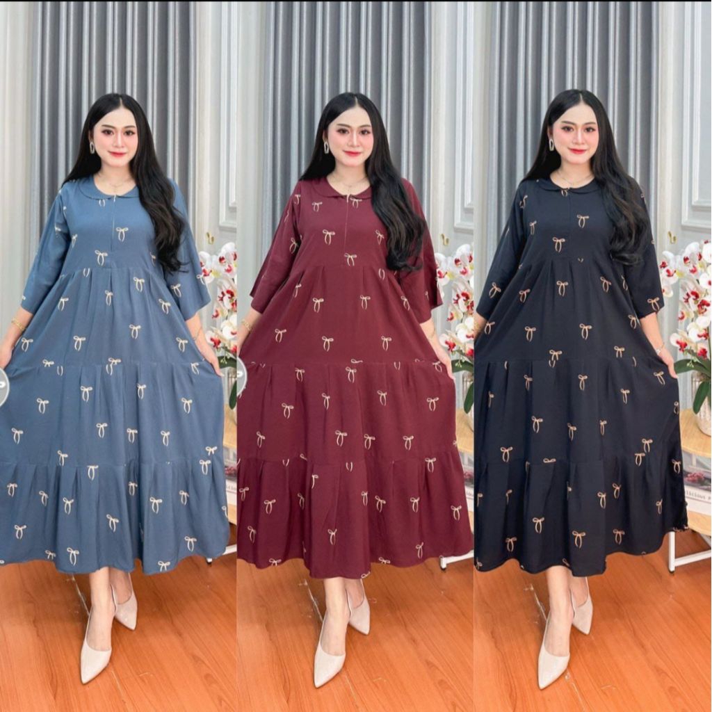 Gamis Midi Susun Rempel Rayon Tebal LD 120 jumbo
