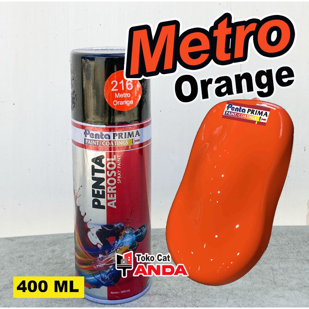 Cat Semprot Penta Aerosol Metro Orange - Orange Ngejreeng - 400ml Orange solid