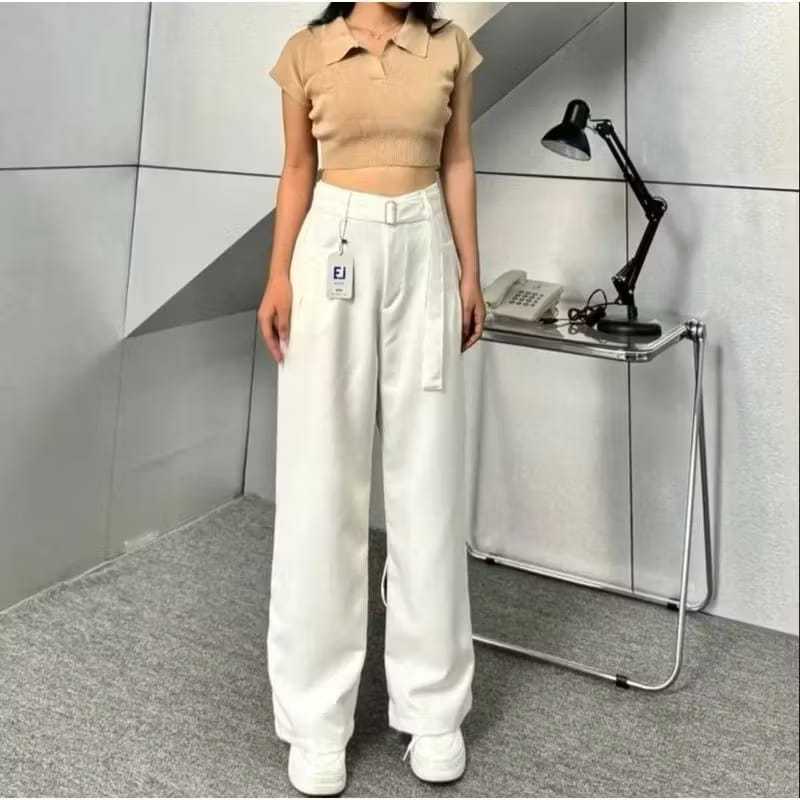 Obi Pants - Celana Highwaist Trouser Loose Pants - Celana Kulot Kantor Formal - Celana obi Pants