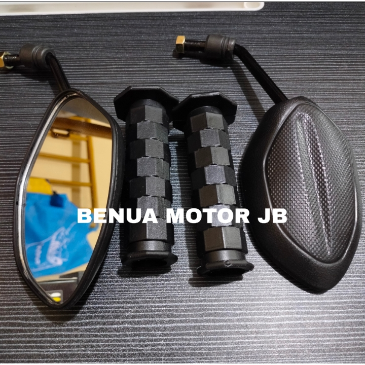 BENUA MOTOR Paket Handgrip Grip oktagon + Kaca Spion Standar Beat / Spion Beat, Beat Karbu, Beat Fi,