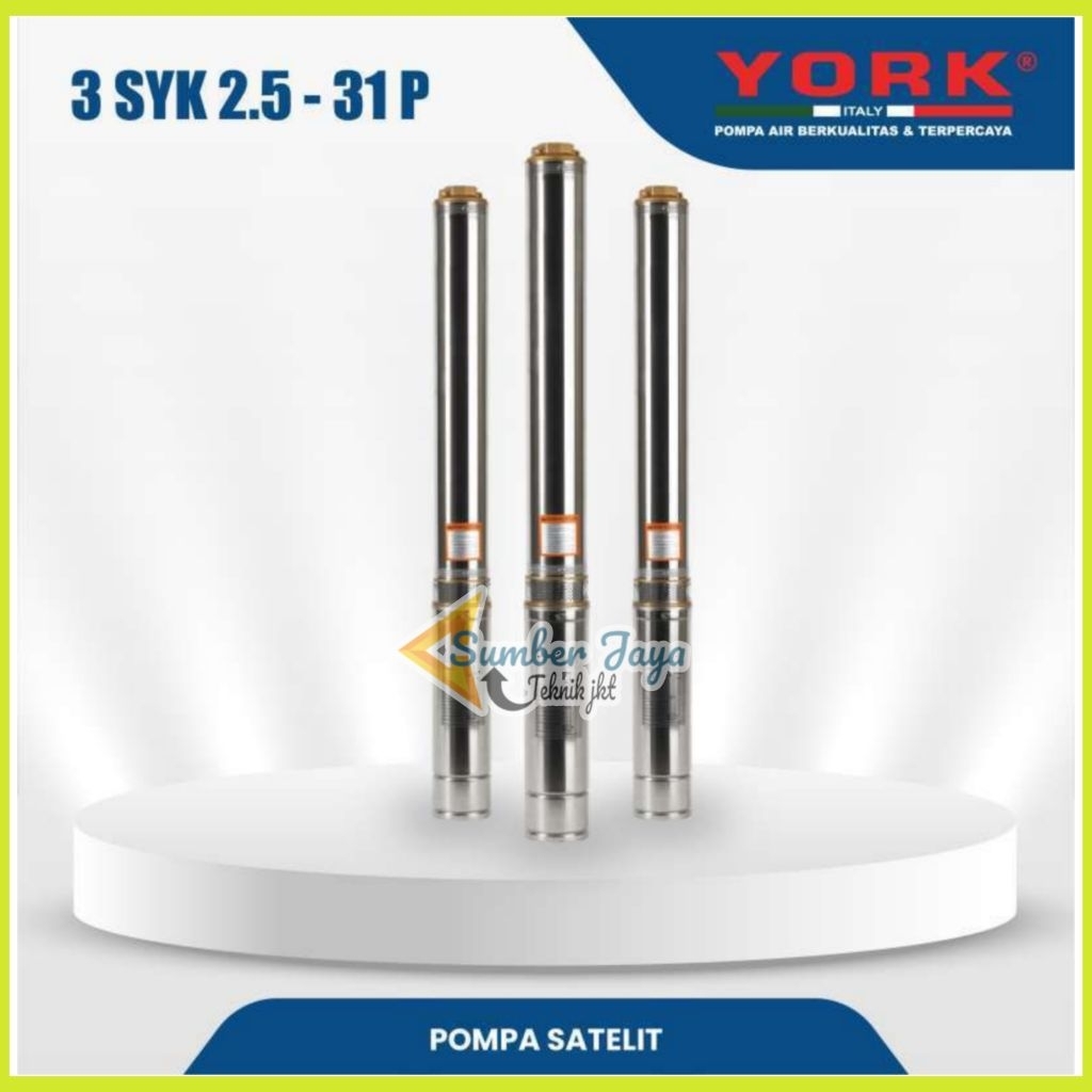 Pompa Air Satelit 1,5HP 3" York 3Syk2.5-31P Submersible Pump York Italy