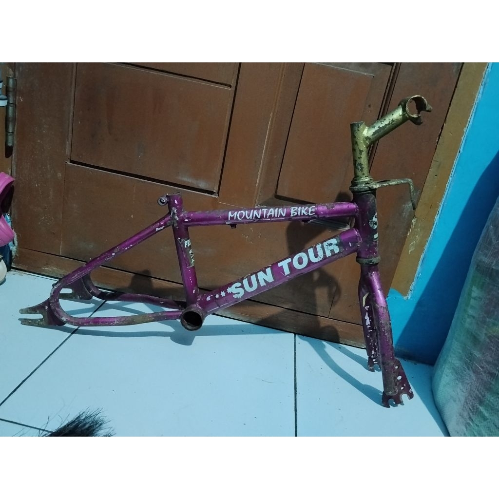 Sepeda Ban 12 Sun Tour Pro Mountain Bike Lagi Viral Cat Stiker Asli Ungu