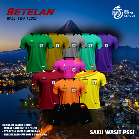 SETELAN BAJU TUGAS WASIT MLLS LIGA 1 BRI 2022 BAJU DAN CELANA BIG SIZE ( SAKU WASIT PSSI )