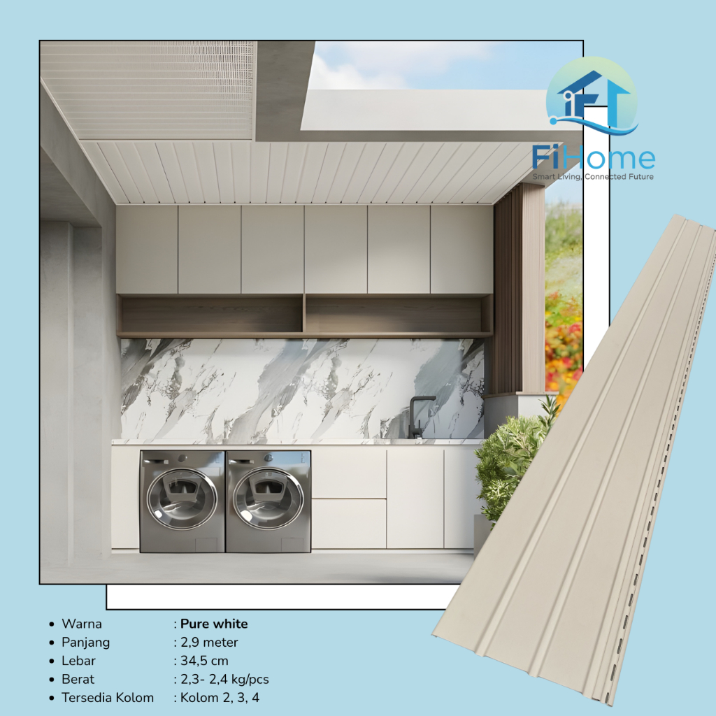 PVC Plafon Dinding PVC Soffit Panel Indoor Outdoor Plafond Wall Panel Pure White