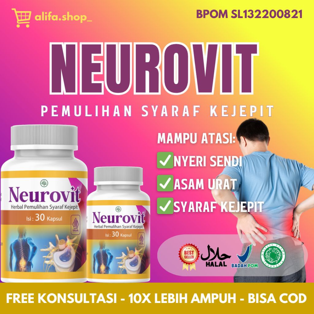 PROMO NEUROVIT - Herbal Alami Nyeri Sendi dan Tulang, saraf kejepit, asam urat, rematik, radang send