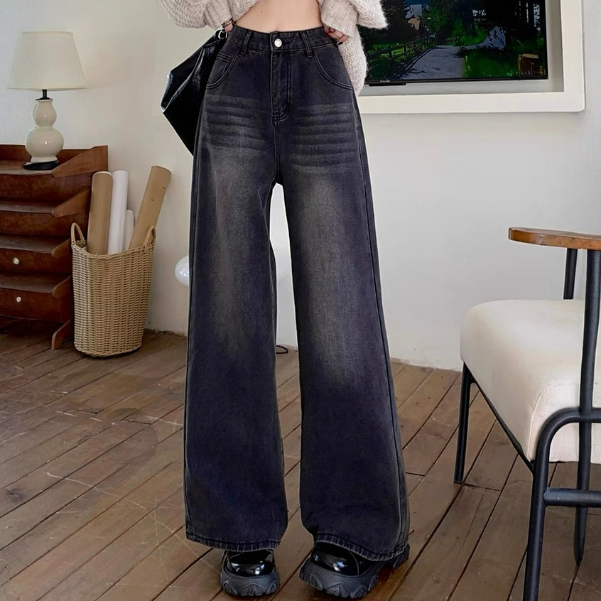 GDTIMA Celana Jeans Wanita Korea Lurus Impor Clothing Jeans Fashion