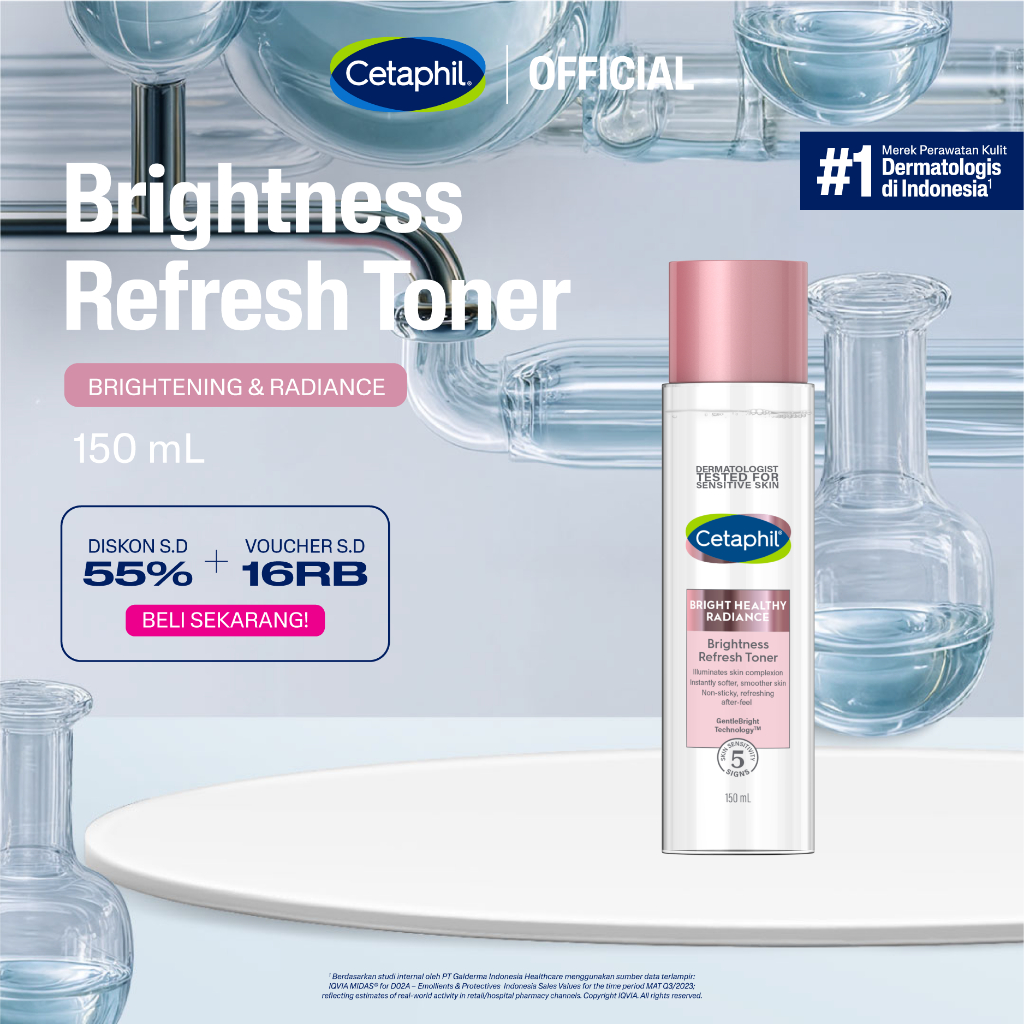 Cetaphil Bright Healthy Radiance Brightness Refresh Toner 150g dengan Glycerin, Niacinamide, dan Whi