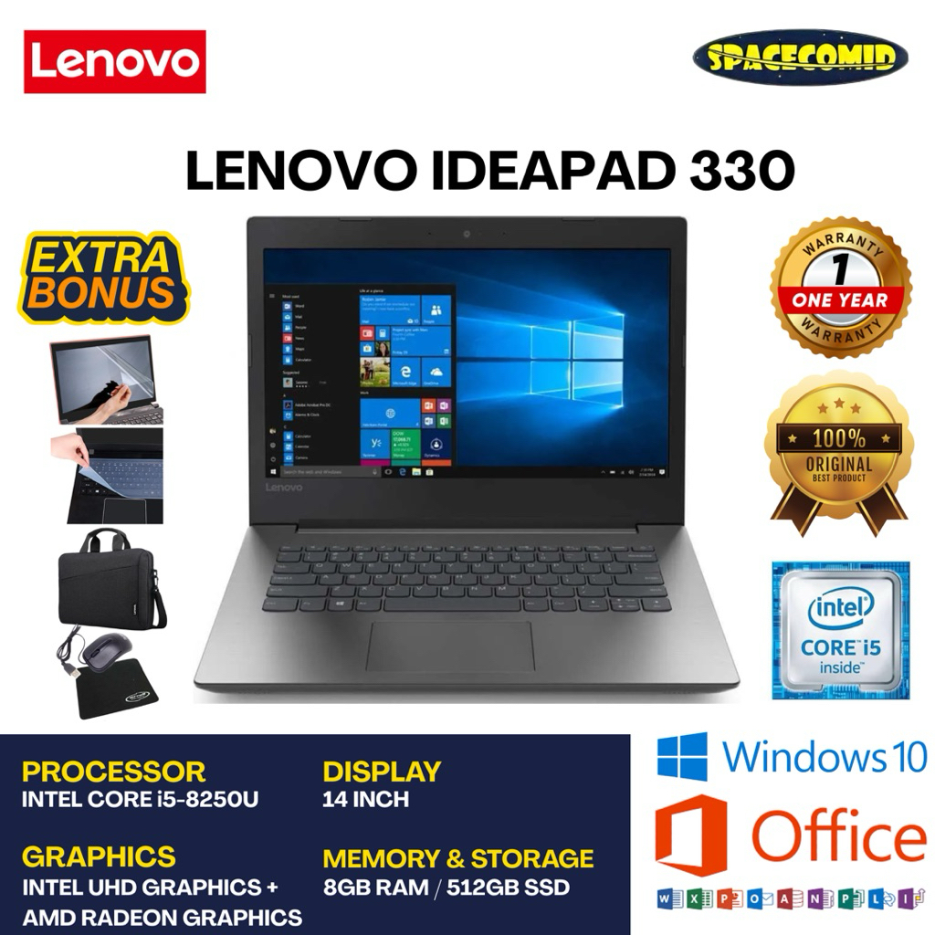 LENOVO IDEAPAD 330 [INTEL CORE i5-8250U] 8GB RAM | 512GB SSD | 14 INCH | FREE ACC