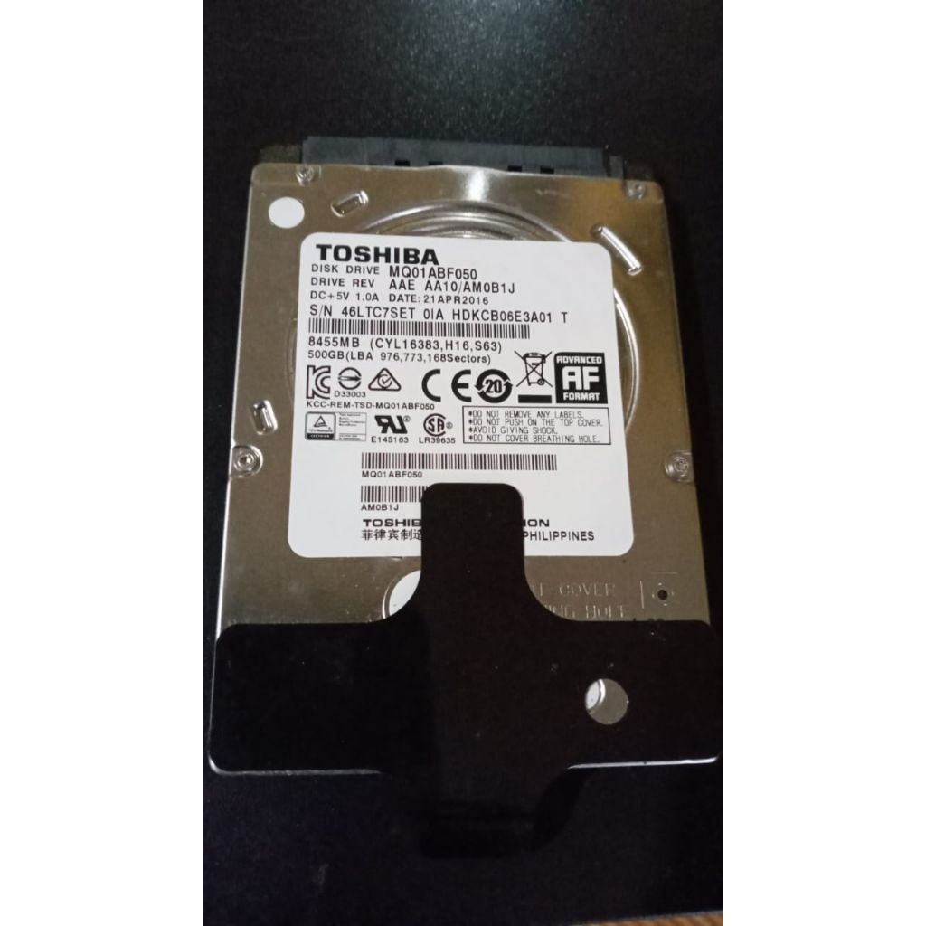 Harddisk Laptop Toshiba 500gb 100/100