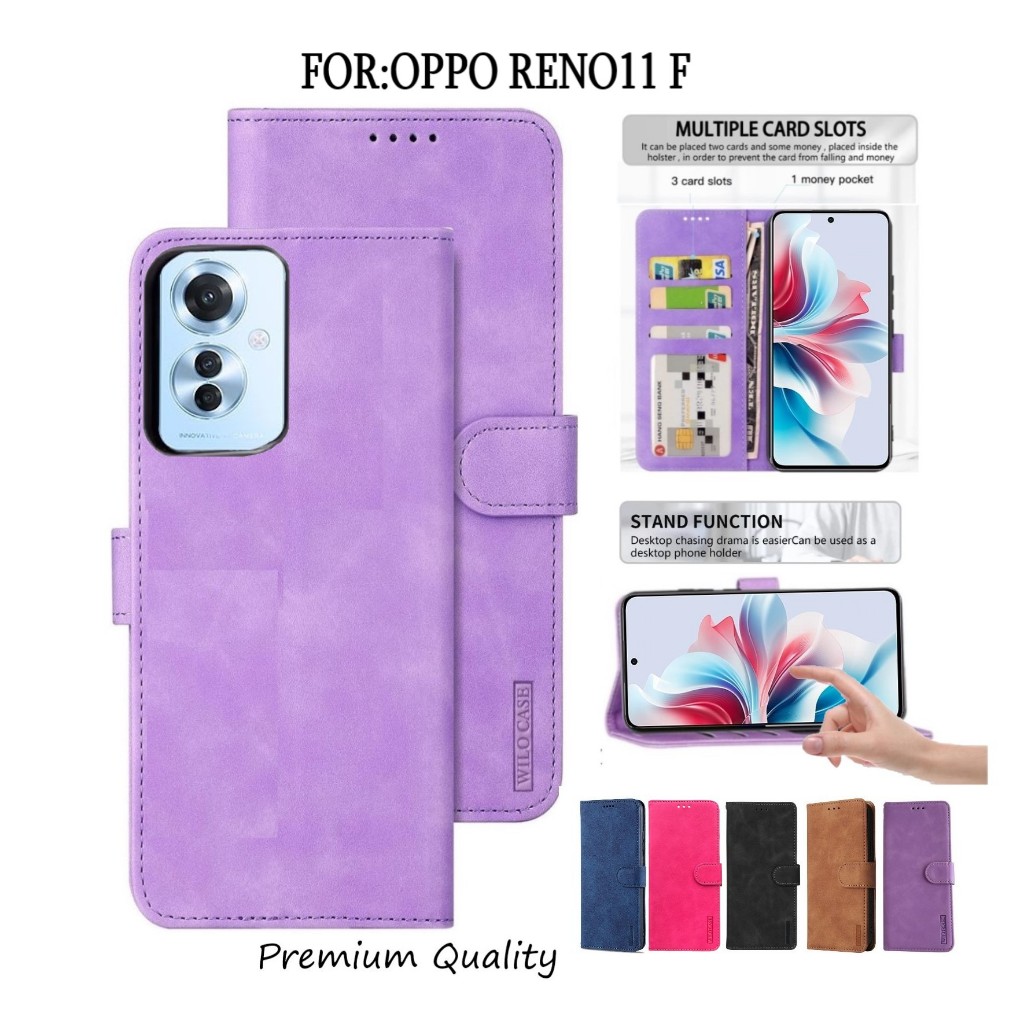 Premium Quality Wilo Case Oppo Reno11 F Flip Case Wallet Luxury Style With Card Slot