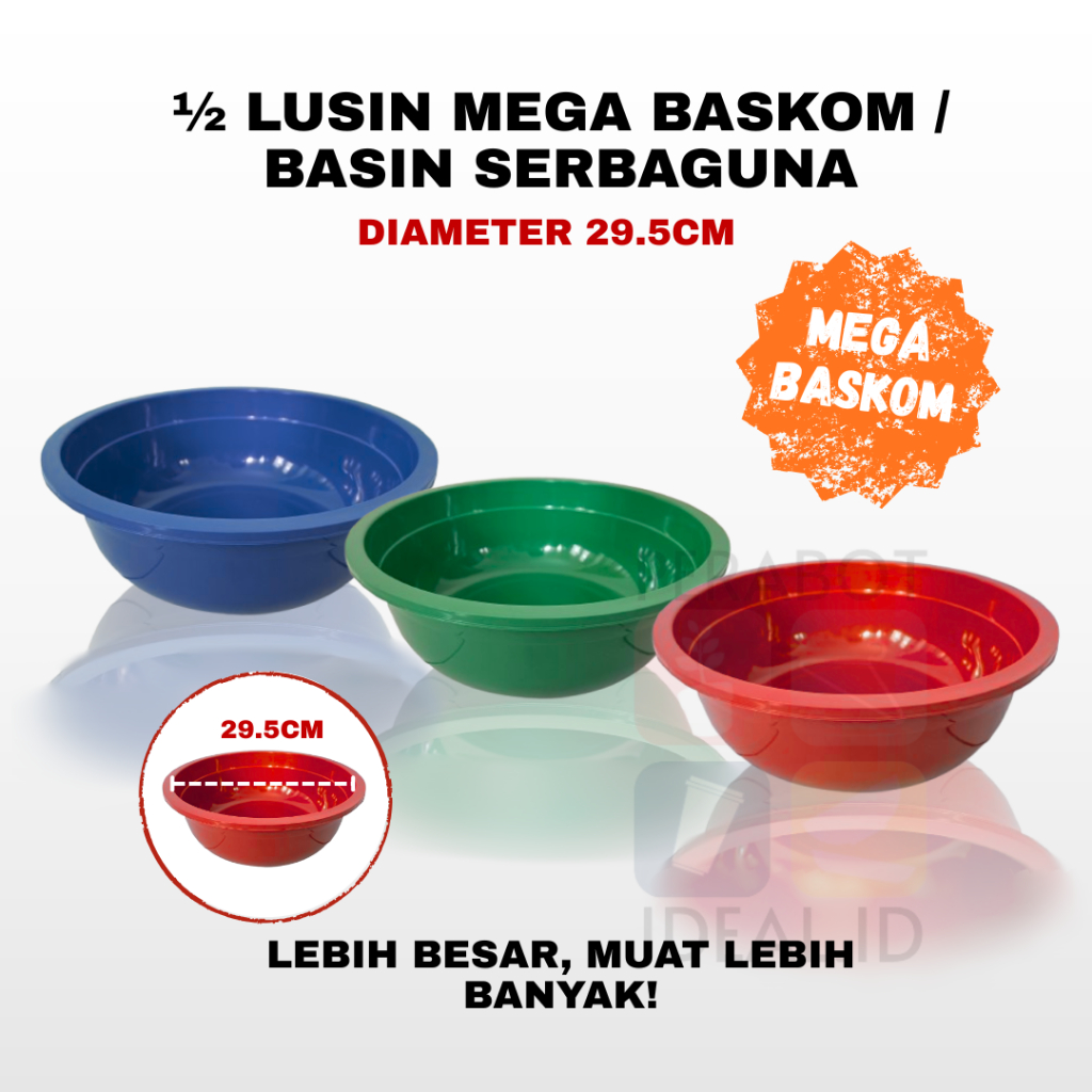 1/2 LUSIN (6PCS) BASKOM PLASTIK 14 BESAR/ WASKOM BATIK/BASKOM TEBAL /BASIN SERBAGUNA UNTUK HAJATAN