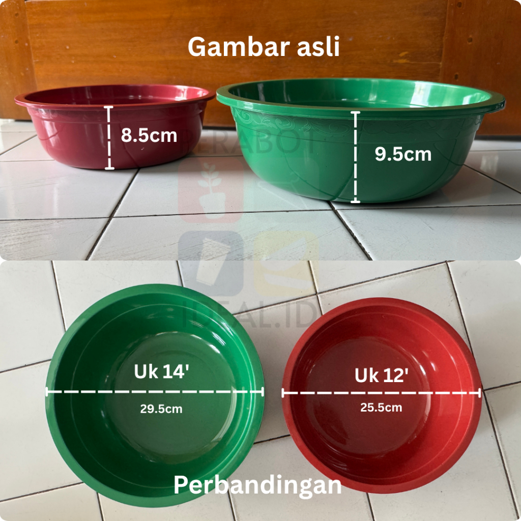 NEW !!! 1 LUSIN (12PCS) BASKOM PLASTIK 14 BESAR/ WASKOM BATIK/BASKOM TEBAL /BASIN SERBAGUNA UNTUK