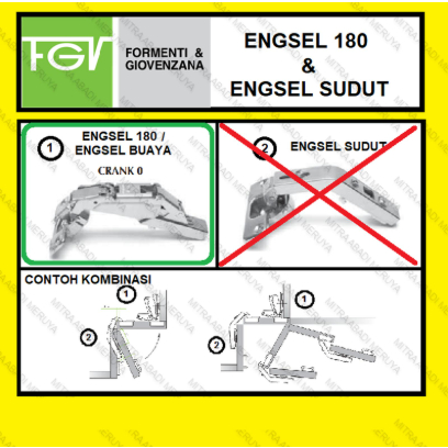 Engsel Sendok FGV 180 Derajat Soft Close Engsel 180