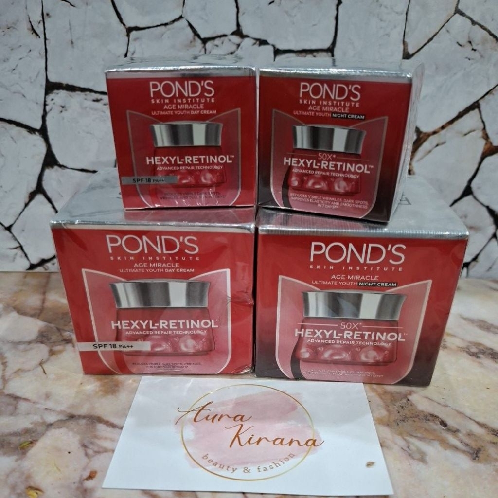 Ponds Age Miracle Day & Night Cream Kemasan Baru 9g 20g 50g / Aura Kirana