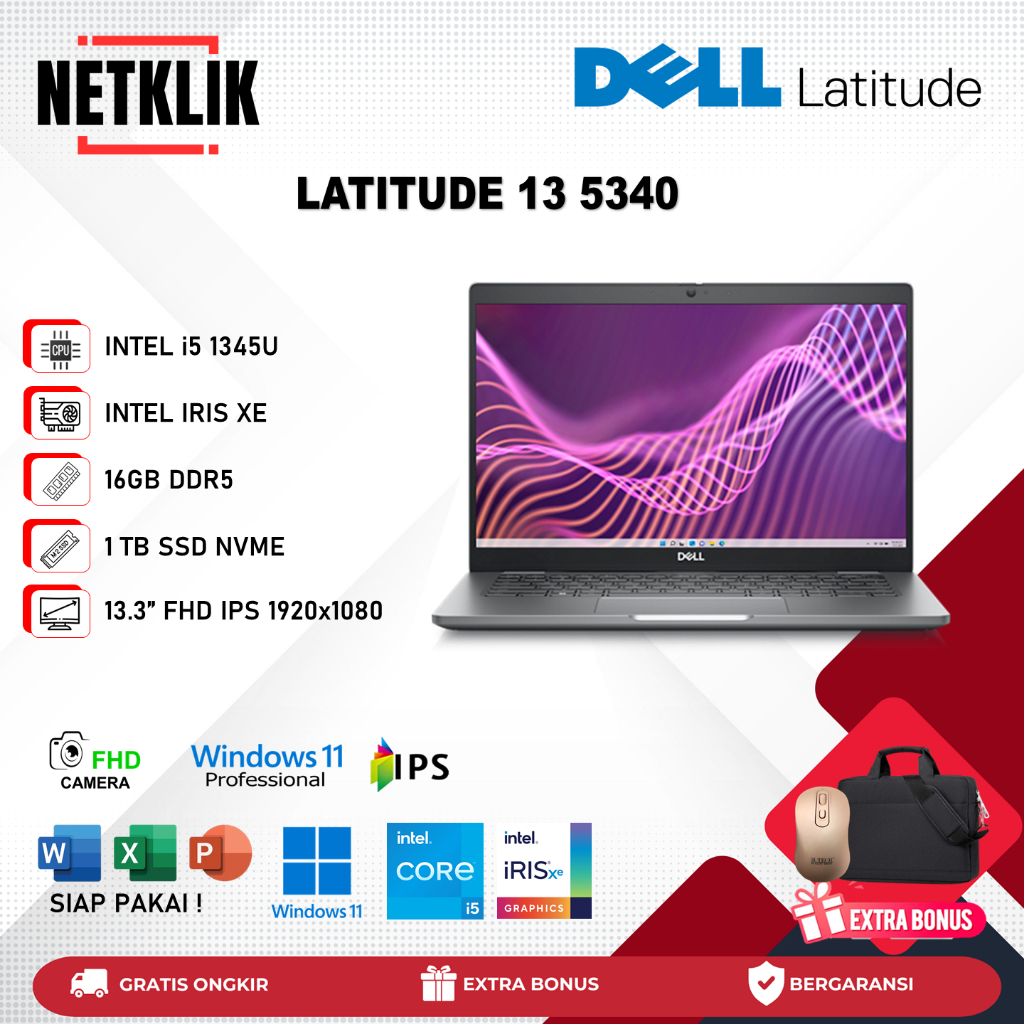 DELL Latitude 13 5340 i5 1345U 16GB DDR5 1TB SSD 13 INCH FHD IPS Windows 11Pro