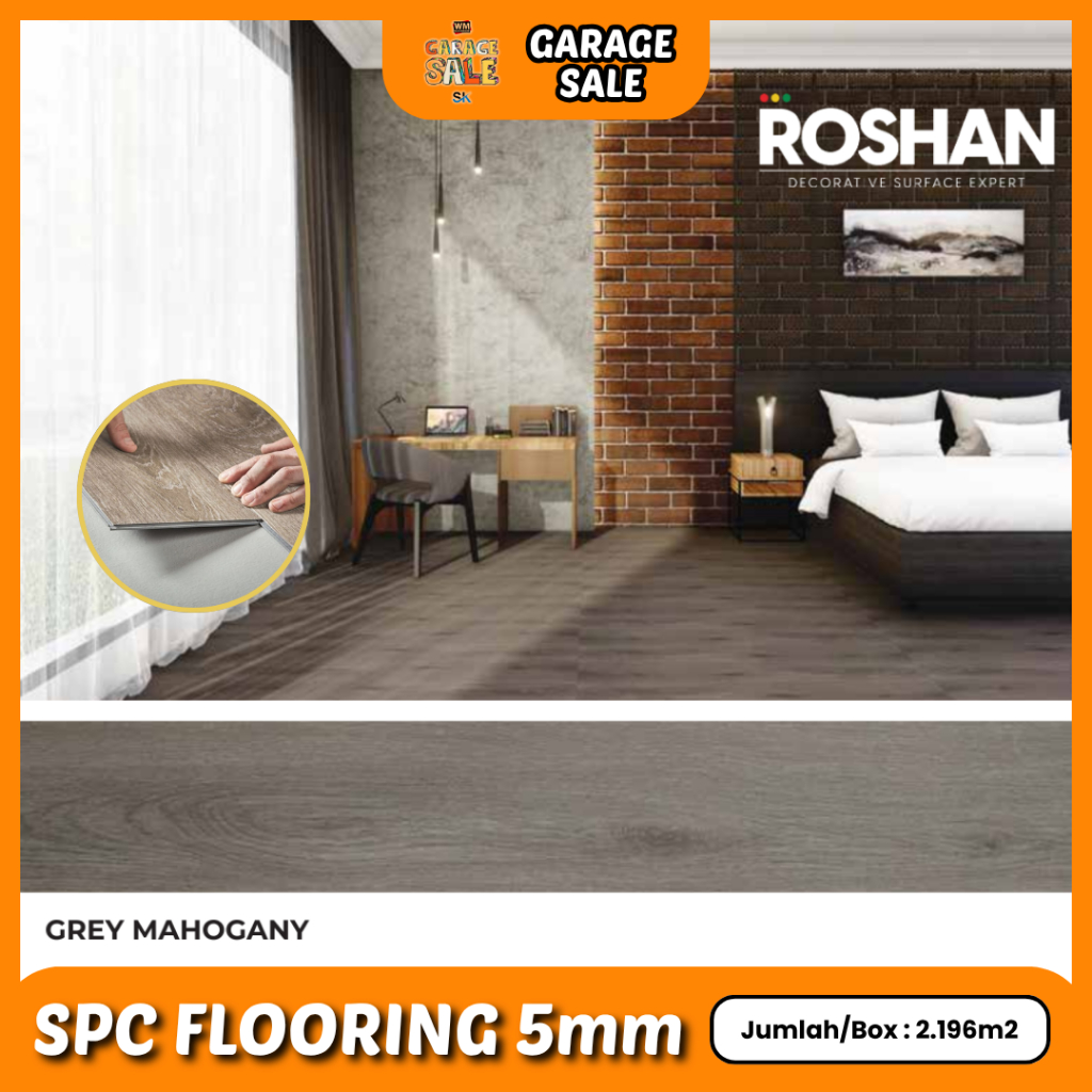 Lantai SPC 5mm Premium ROSHAN SPC Flooring | SPC Lantai Flooring 5 mm