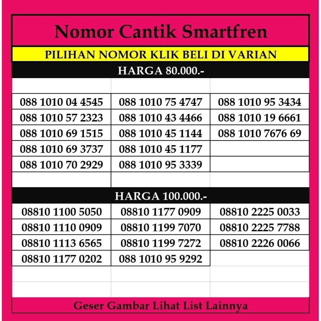 Nomor Cantik kartu perdana Smartfren 4G Kartu Perdana prabayar