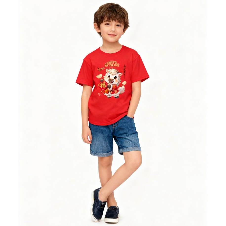 Baju/Kaos Imlek Anak Anak 3-9 Tahun / Atasan Imlek Anak Laki-Laki - Perempuan