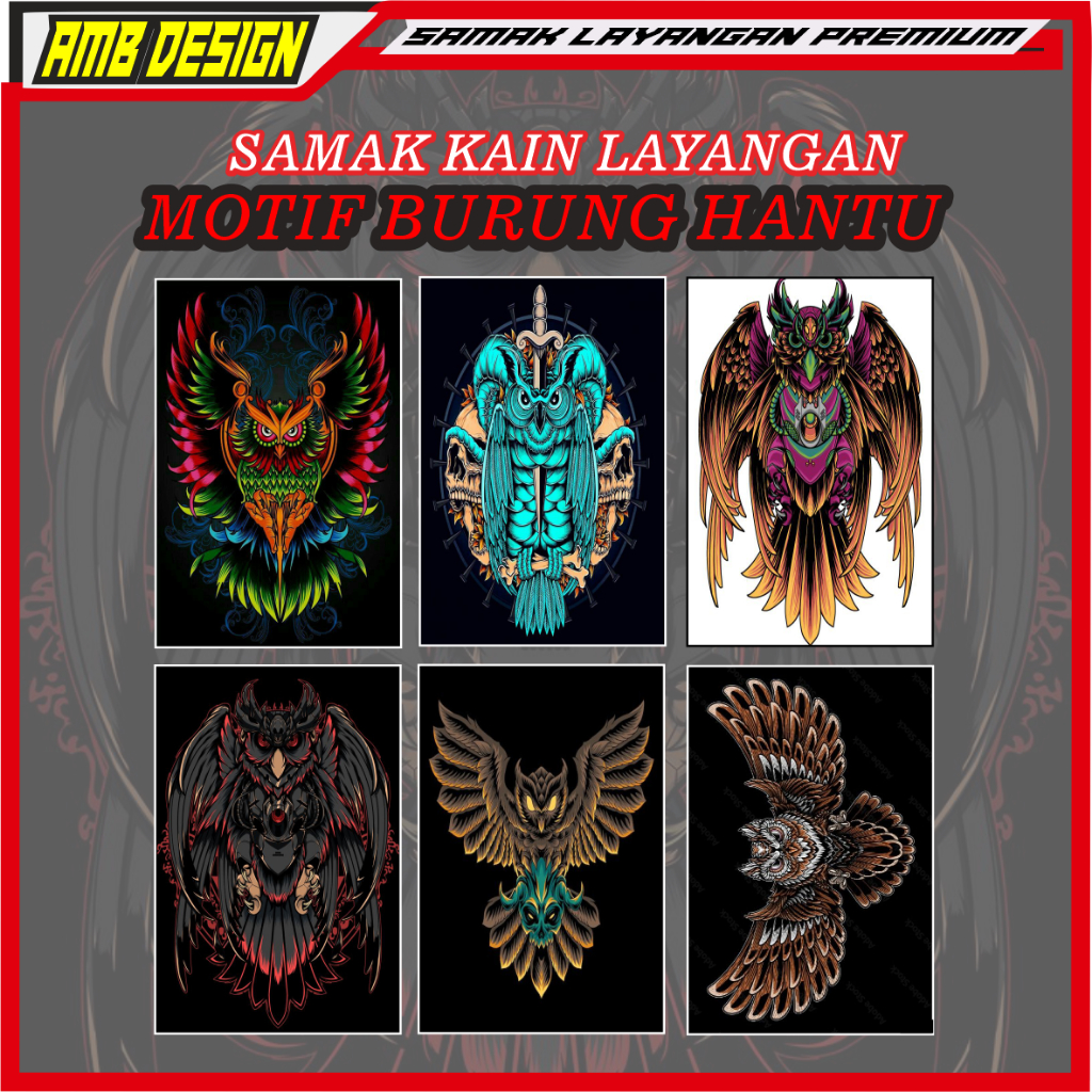 SAMPUL/SAMAK KAIN LAYANGAN MOTIF BURUNG HANTU/OWL KAIN TC IMPORT PREMIUM FULL PRINT MURAH