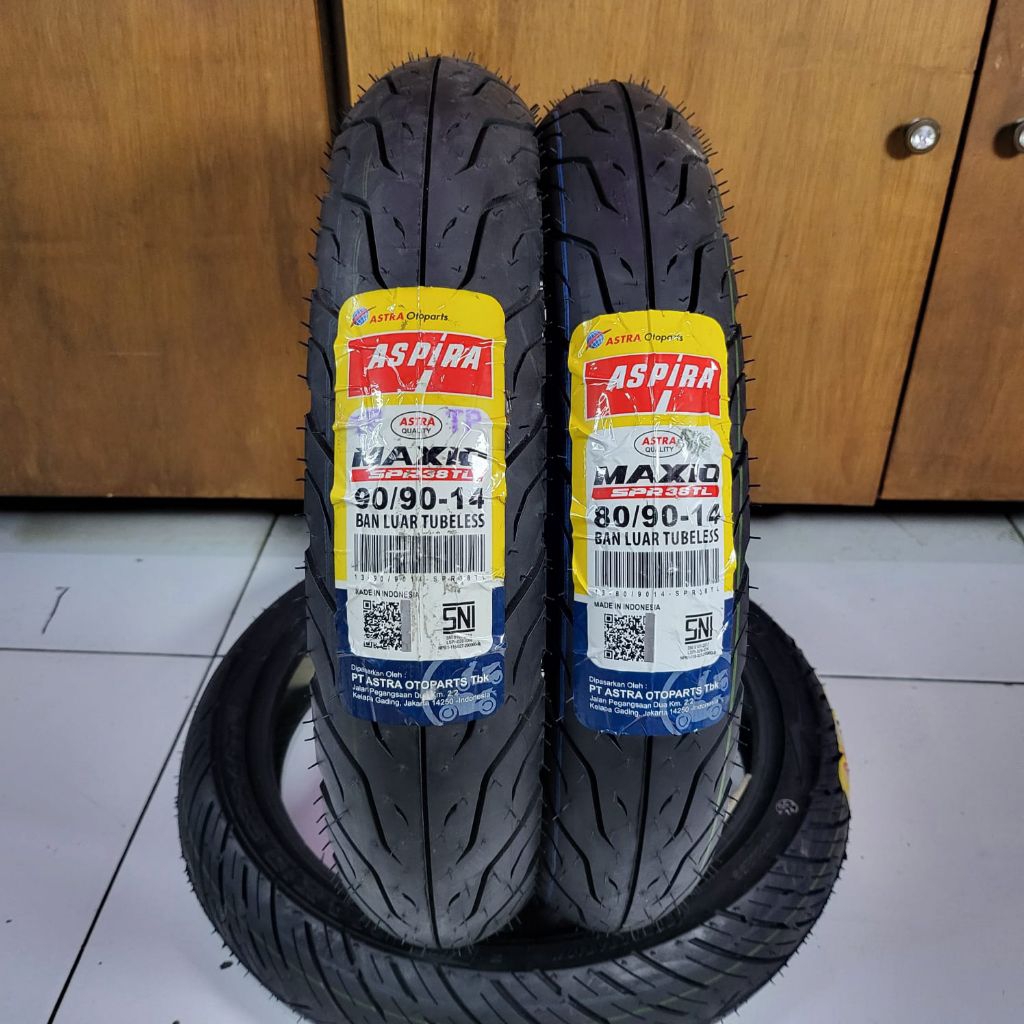 Ban luar Tubeless aspira spr38 depan dan belakang ring 14 80/90 90/90 motor beat/vario125/mio/xeon