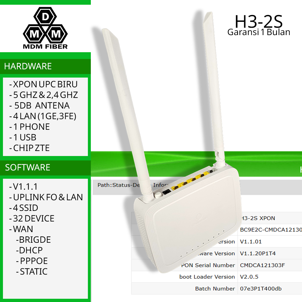 H32S Xpon H3-2S Dual Band Ont Router Fiber Optik