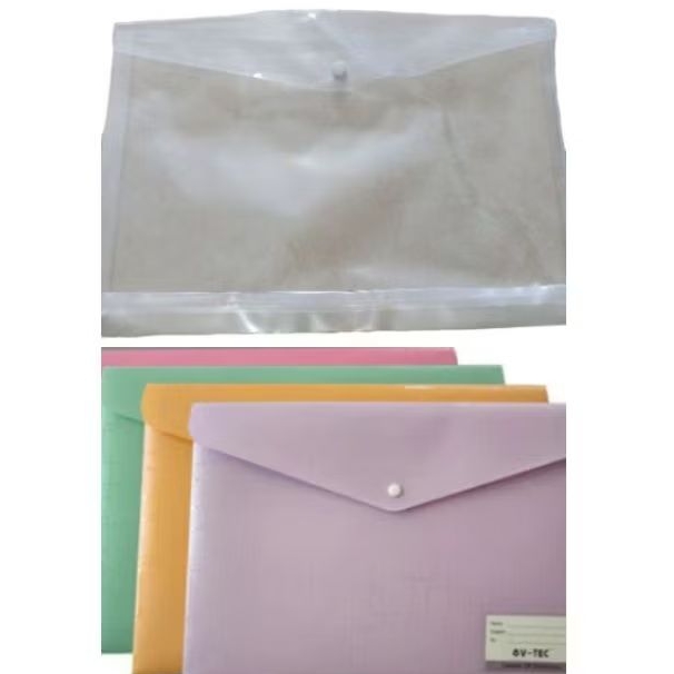 ECER Map plastik kancing atau tali A3 F4 A5 tempat dokumen