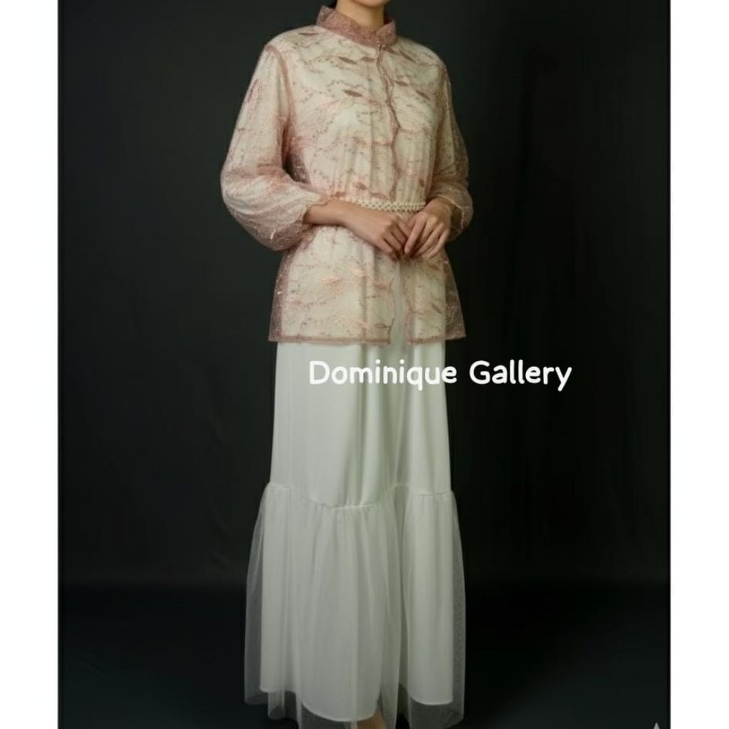 gamis dress pinky Mauren Korean style kondangan mewah